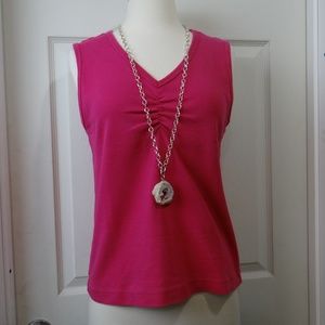 CHICO'S - Pretty in Pink V-Neck Ruched Front Top!